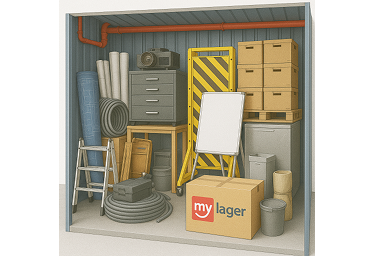 Bild von einem Lagerraum mit Möbeln aus einer größeren Wohnung und Umzugskartons