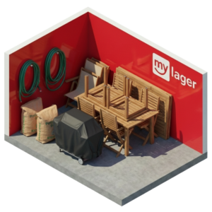 Bild von einem Lagerraum mit Gartenmöbeln und einem Grill ab 5 Quadratmetern.